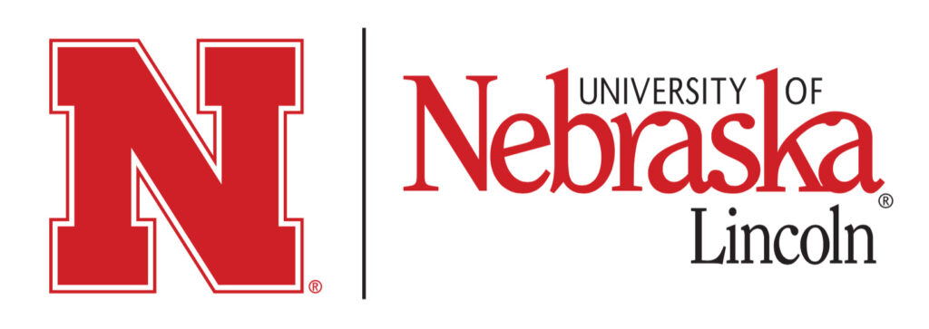 Red letter N to the left and words University of Nebraska-Lincoln on the right