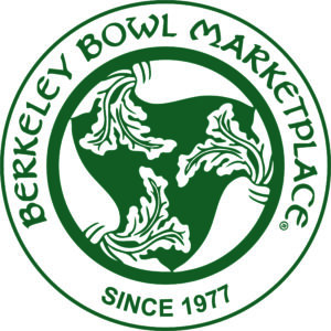 Berkeley Bowl Marketplace Logo. Since 1977. 3 carrots encircle another, their greens waving in the center